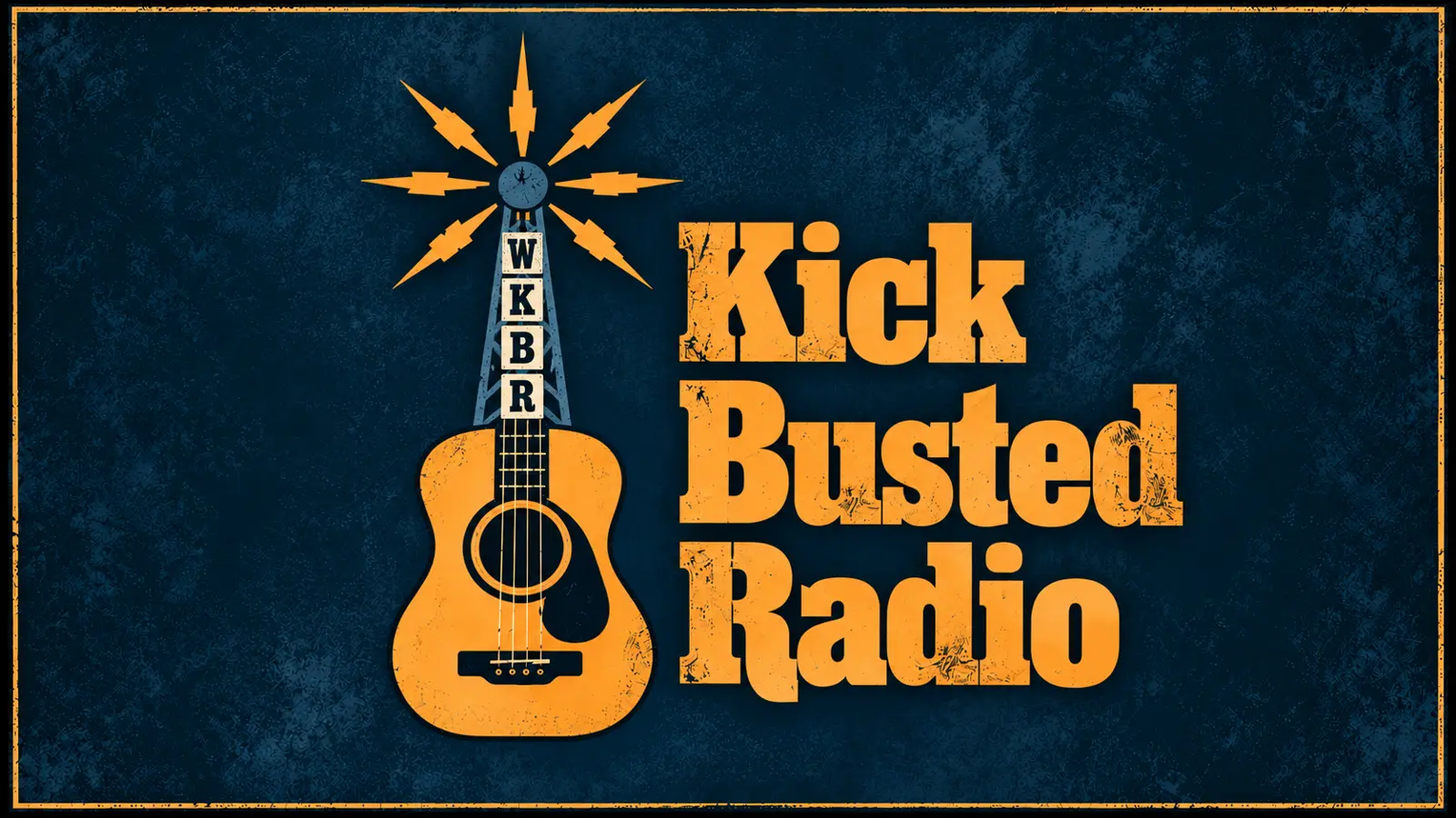 Kick Busted Radio artwork with a guitar and radio tower